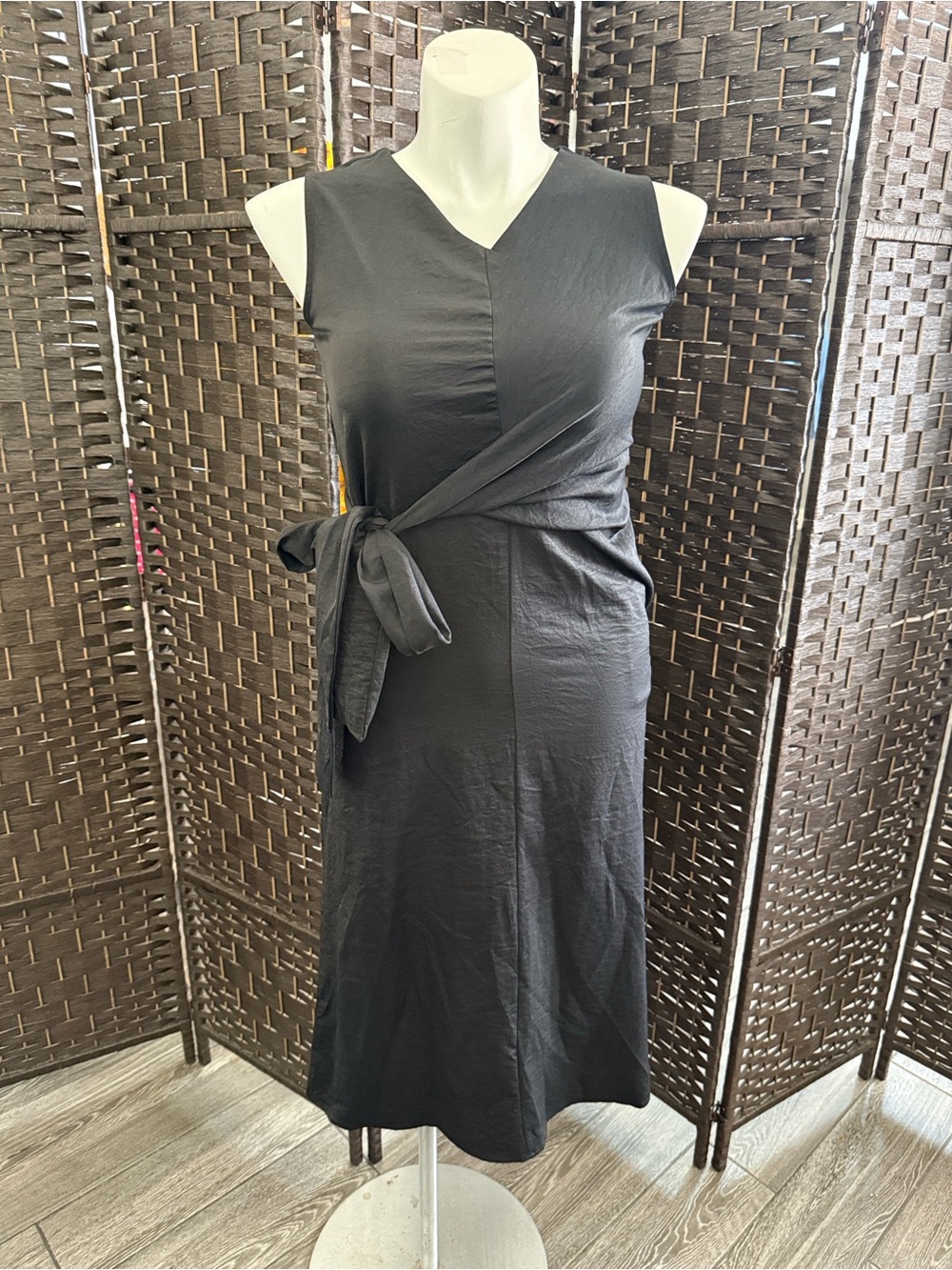 Classic Black Tie-Waist Women's Dress